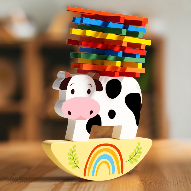 Kids Educational Game 3 - Wooden Animal Stacking Block Game Cow