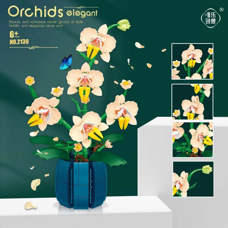 Orchid Kids Education - 606 Pcs Orchid Building Blocks Flowers,