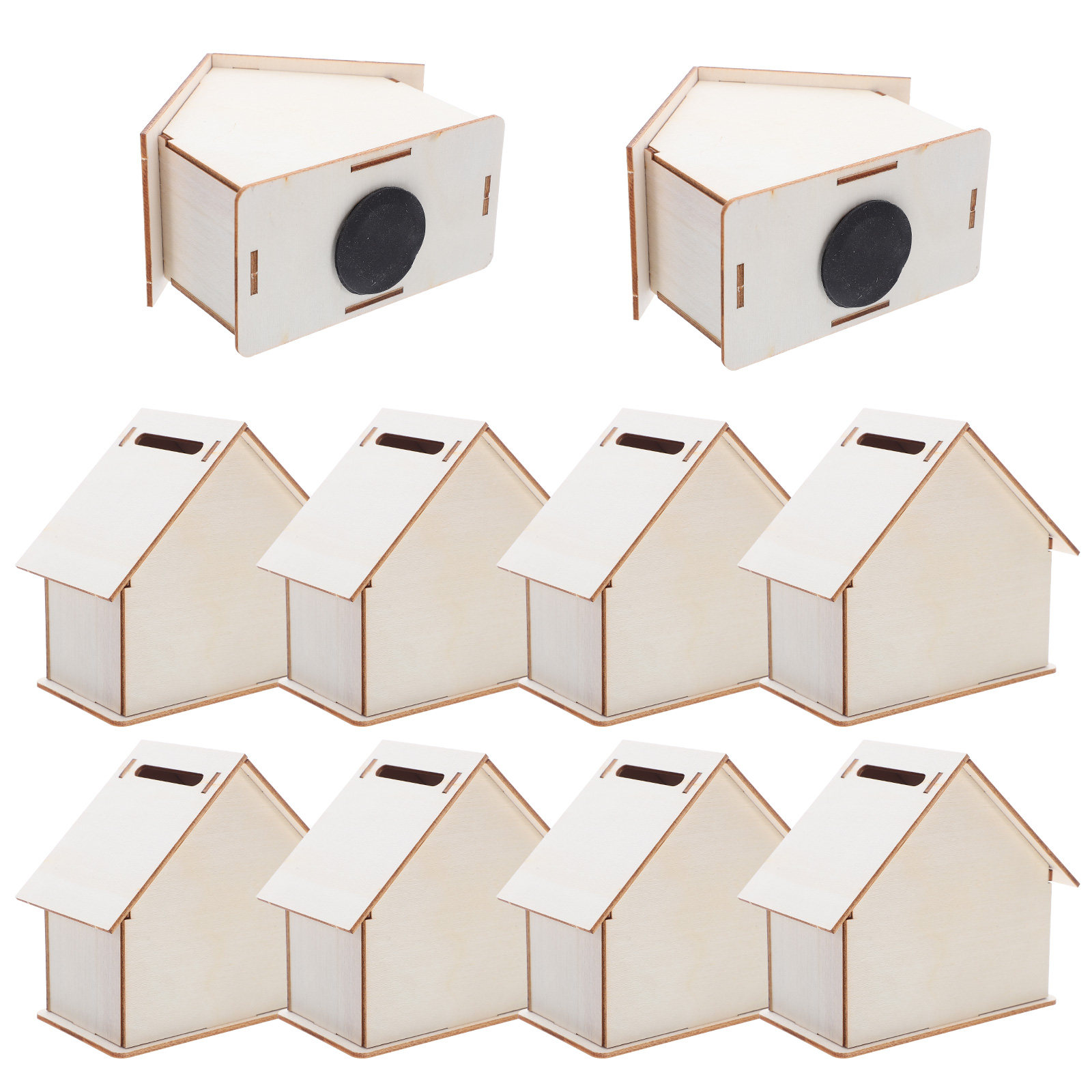 10Pcs Wooden DIY Cabin Coin Ba - Kids Education Savings 评论和价格