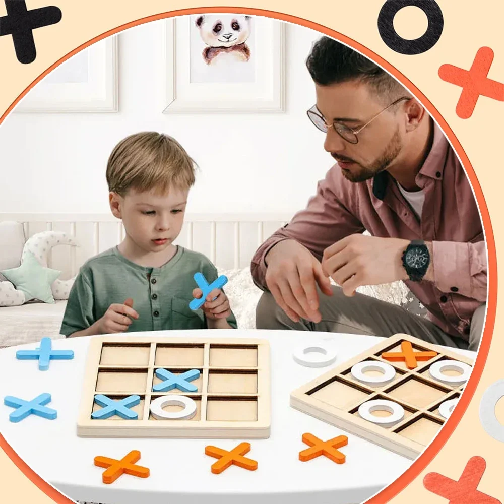 Wooden XO Tic Tac Toe Game Min - Kids Educational Game 3 评论和价格