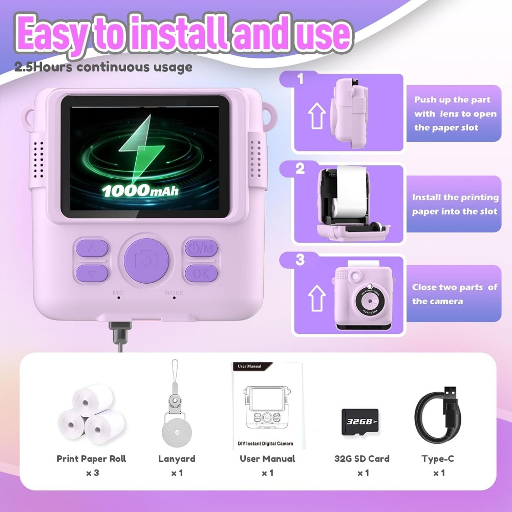 Instant Print Camera for Kids, - Kids Education Card 评论和价格