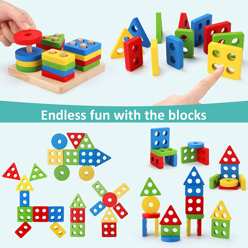5-6pcs/set Montessori Wooden T - Kids Educational Game 3 评论和价格