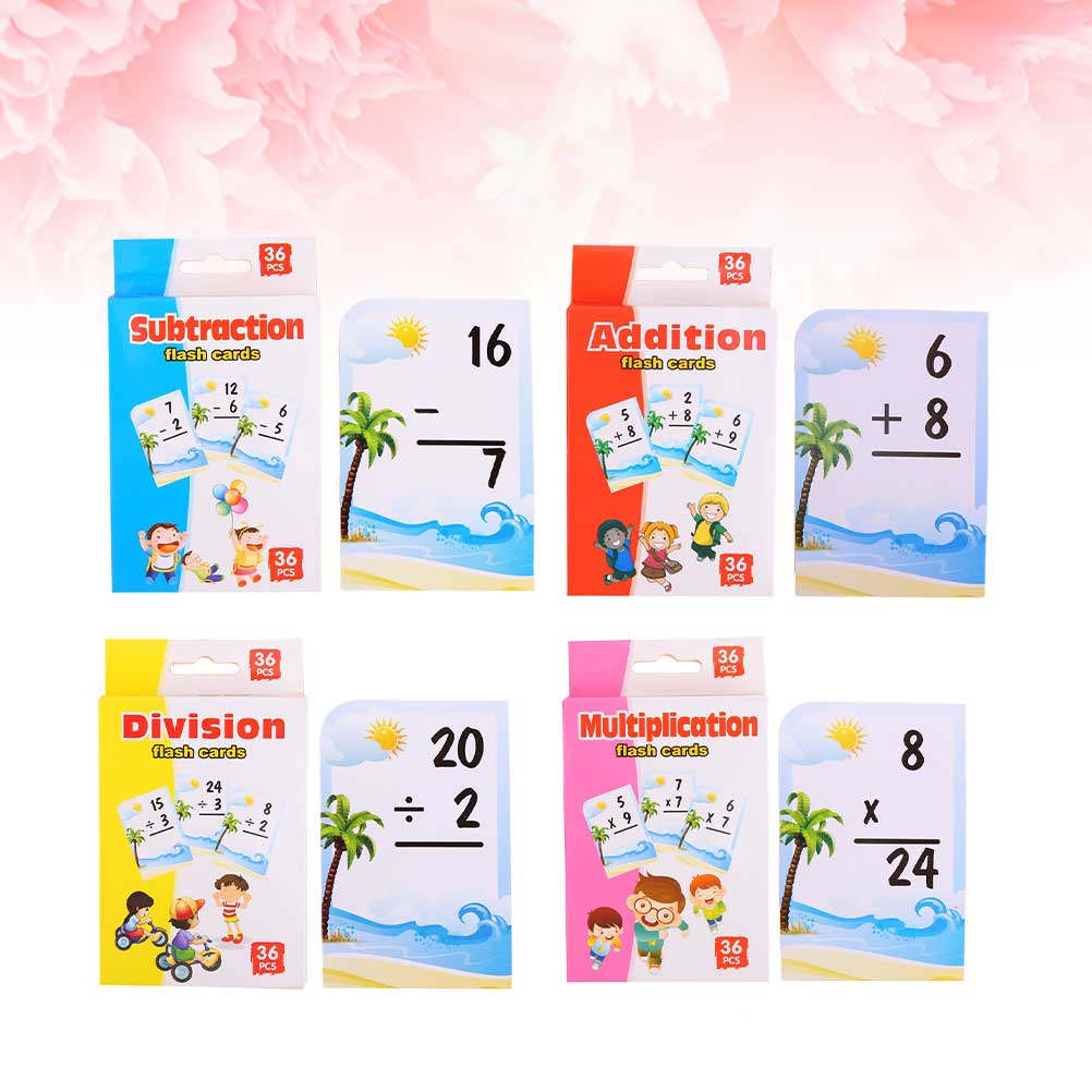 4 Boxes Childrens Math Study C - Kids Education Card 评论和价格